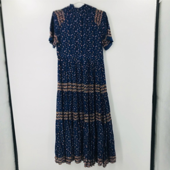 Free People Rare Feelings Maxi Floral Dress Navy Orange Size XS - Picture 11 of 12
